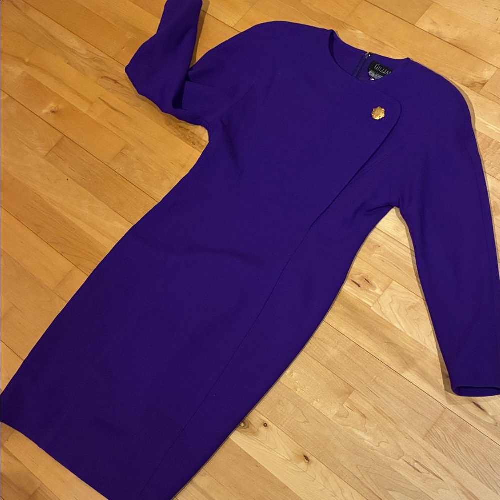Vintage Wool Dress size 4 Purple Midi ILGWU Tag